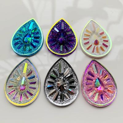 8 шт. 30X40 мм капля воды смола страз DIY изготовление ювелирных изделий декоративная плоская задняя часть 2 отверстия скрапбукинг