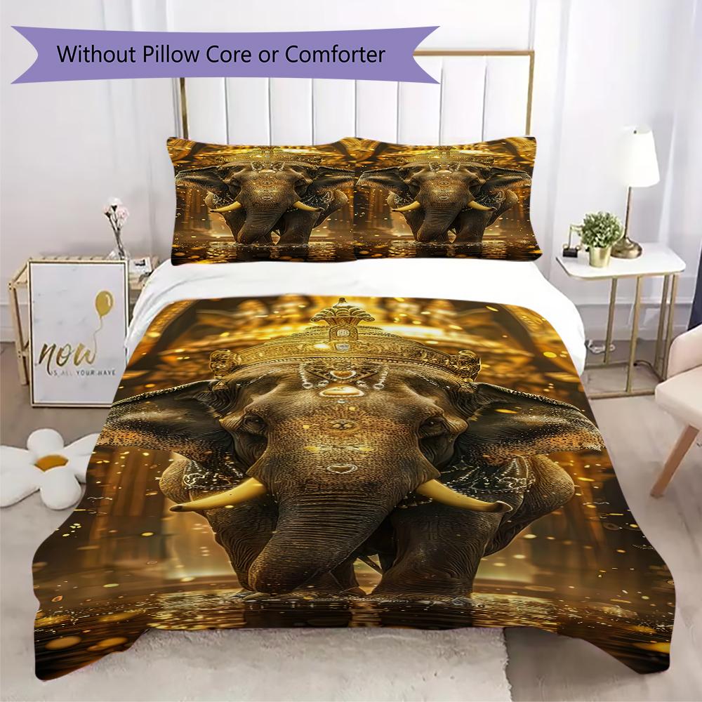 1PC Elephant Theme Bedding Quilt Set Quilt Cover Pillowcase Home Decoration Birthday Gift (1 * duvet cover + 2 * pillowcase, without core)A15