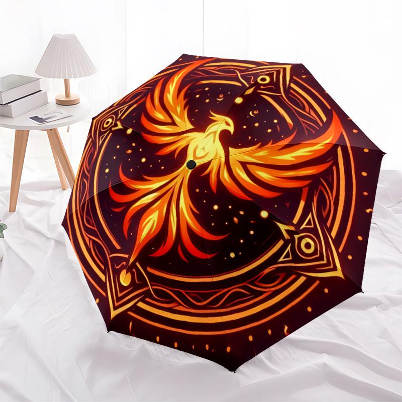 1pc Phoenix Rising Mandala Umbrella with Plastic Handle,Suitable for All Seasons Home Travel Outdoor UmbrellaDD1180