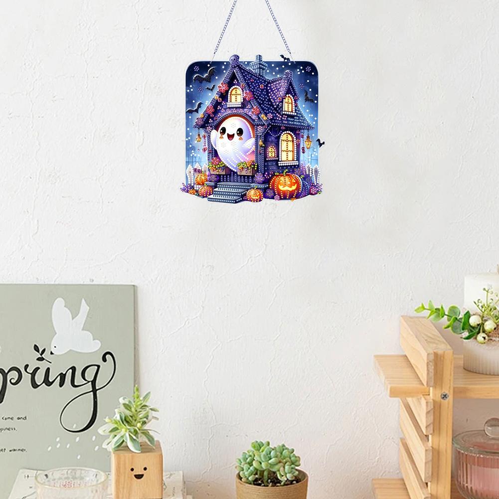 2D Flat DIY Hanging Diamond Art Kits Double-sided Printing Rhinestone Diamond Art Window Pendants Wall Decor for Home & Windows