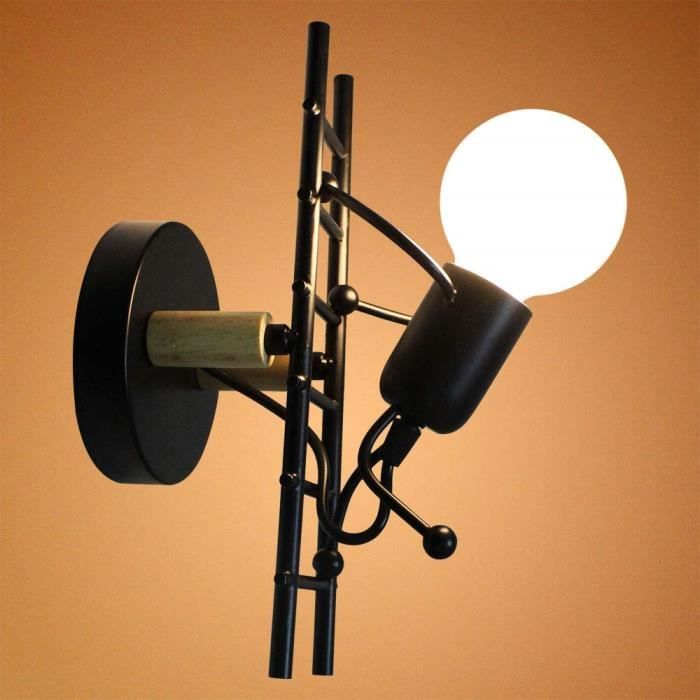 Applique Murale - Noir Vintage - Métal - E27 - 60W - Design Contemporain