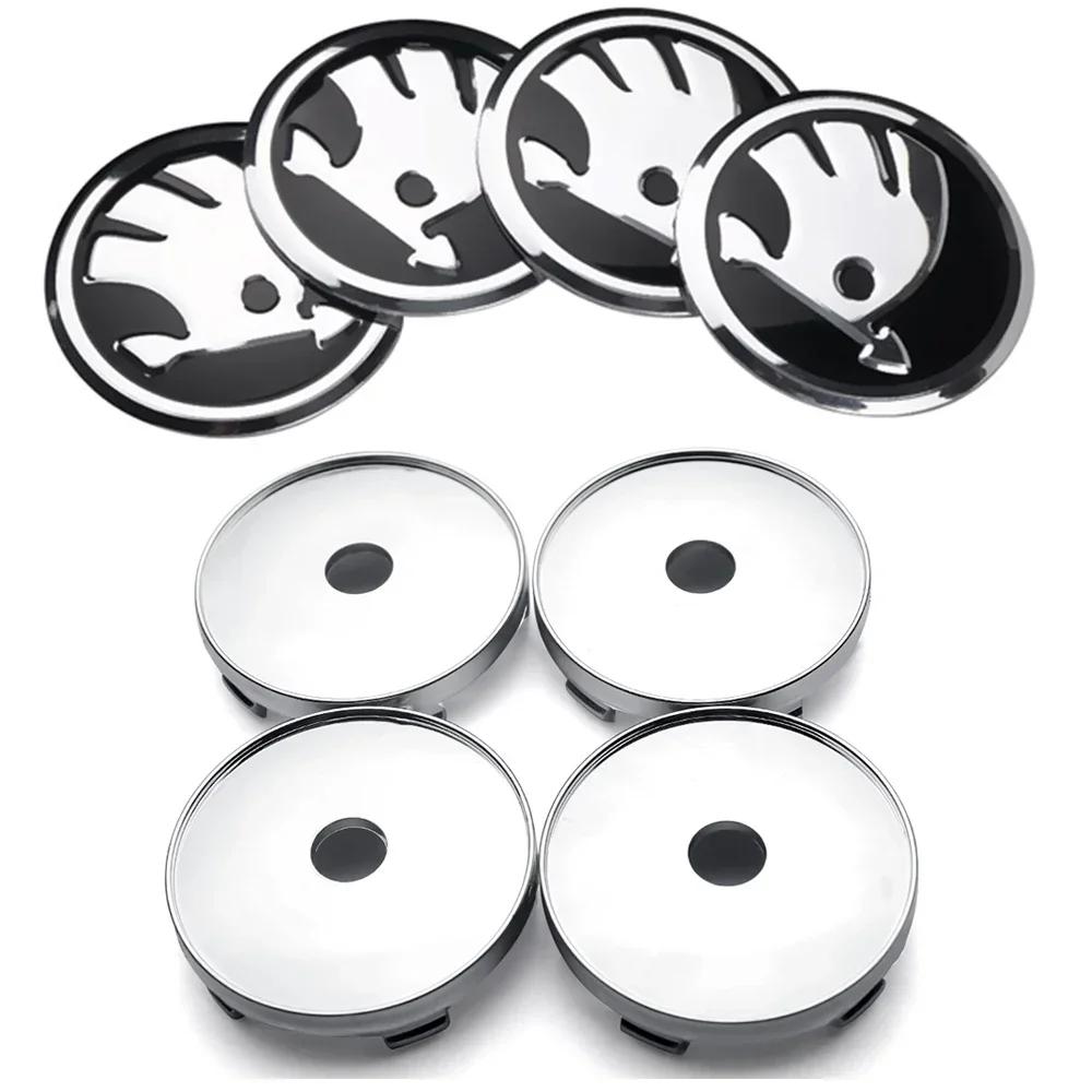 Car Sticker 2025 New 4pcs 56/60mm Car Wheel Center Cover Hub Cap Badge Replacement Sticker for Skoda VRS VII Rapid Fabia Octavia