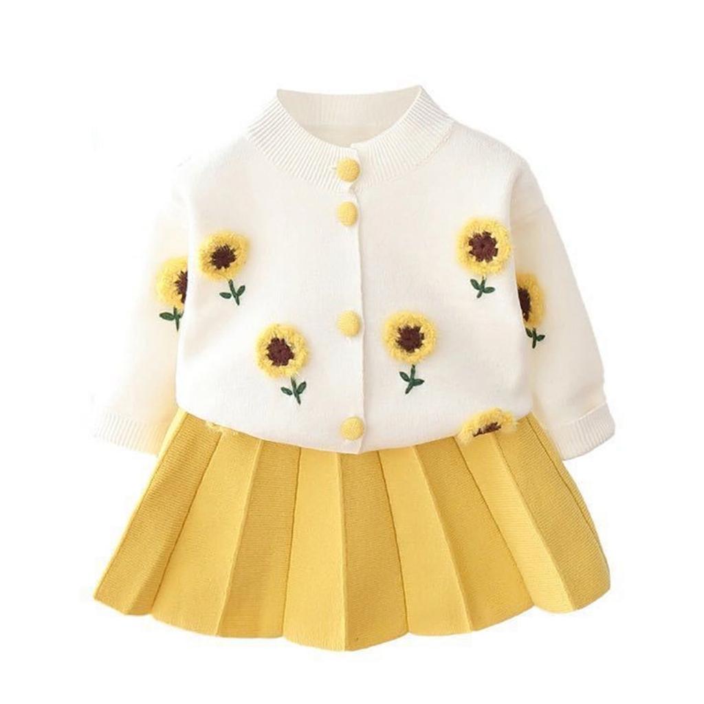 Baby Girl Birthday Outfite Sweater+skirt Outfit Go Out Spring And Autumn