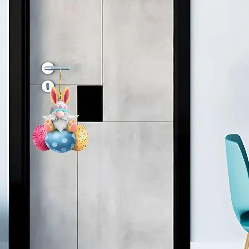 Colorful Acrylic Easter Gnome Bunny Car Hanging Ornament For Festive Interior Decor