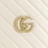 Gucci crossbody bag GG Marmont distressed Marmont gold label logo color-blocked piping drawstring quilted chain cowhide shoulder mini women's white