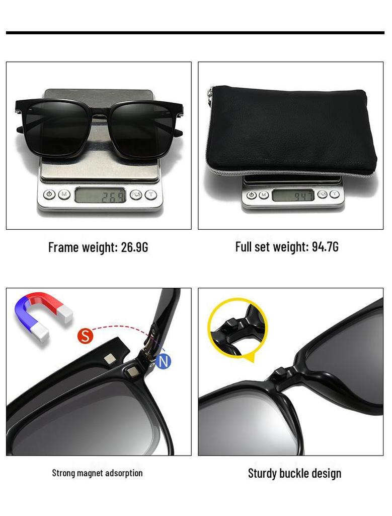 Оправы для очков от близорукости TR90 с магнитными клипсами-поляризованными солнцезащитными очками для мужчин и женщин