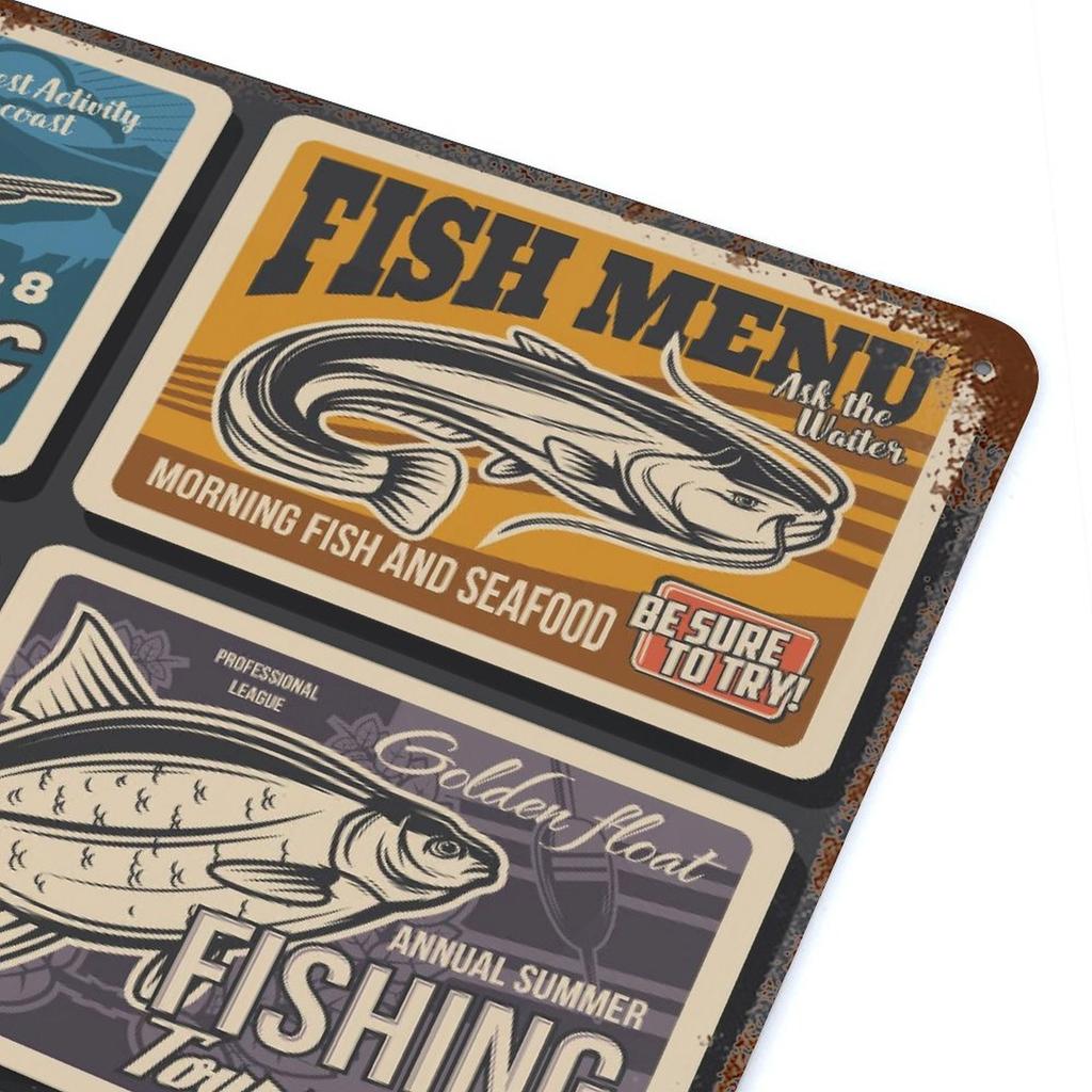 1-Pack Distressed Vintage Wall Plaque, 20×30cm and 30×40cm, Rusted Metal Decor for Kitchen, Cafe, Lobby or Study