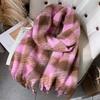 Mid-Length Women's Winter Scarf Thickened Warm Neck Warmer Skin-Whitening Fringed Retro Versatile