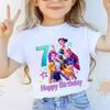 New Children's K-POP Demon Hunter Cartoon Birthday Number Print T-Shirt Girls' Short Sleeve Top