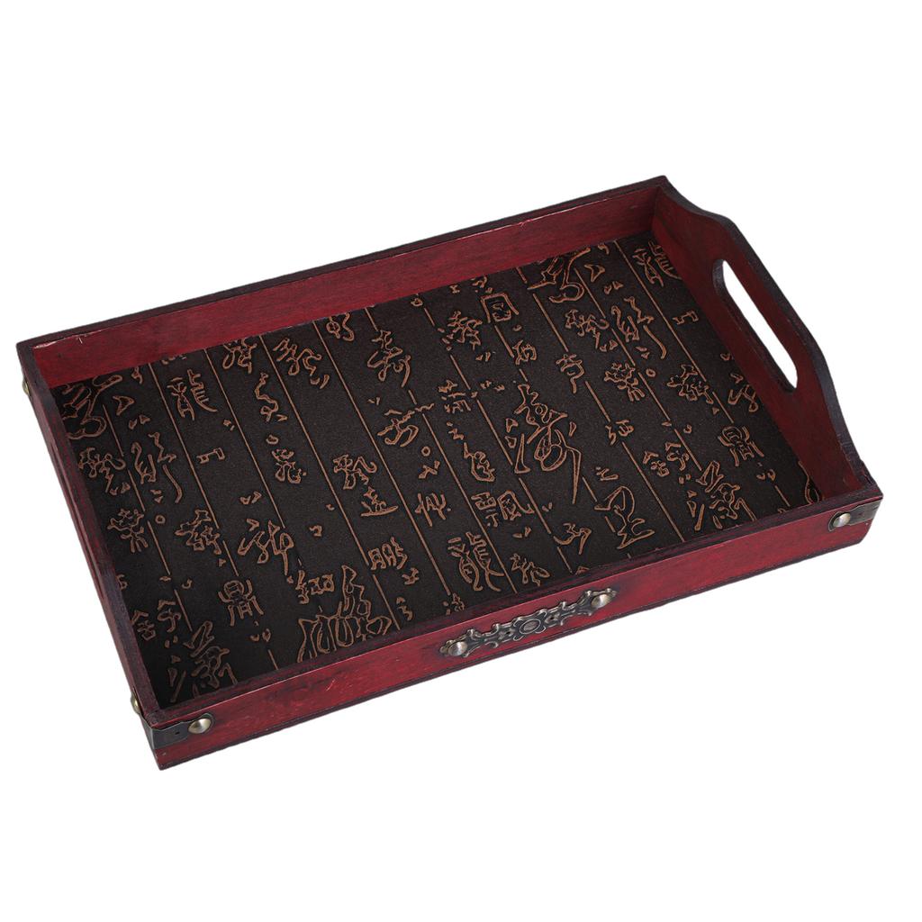 Rectangular Wooden Tea Tray with Carving Deisgn For Chinese Kung Fu Tea Cups And Food Display Home Decor Table Accessory