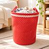 Polka Dot Storage Basket Cotton Linen Laundry Basket Fashion Clothes Organizer  Storage Bin