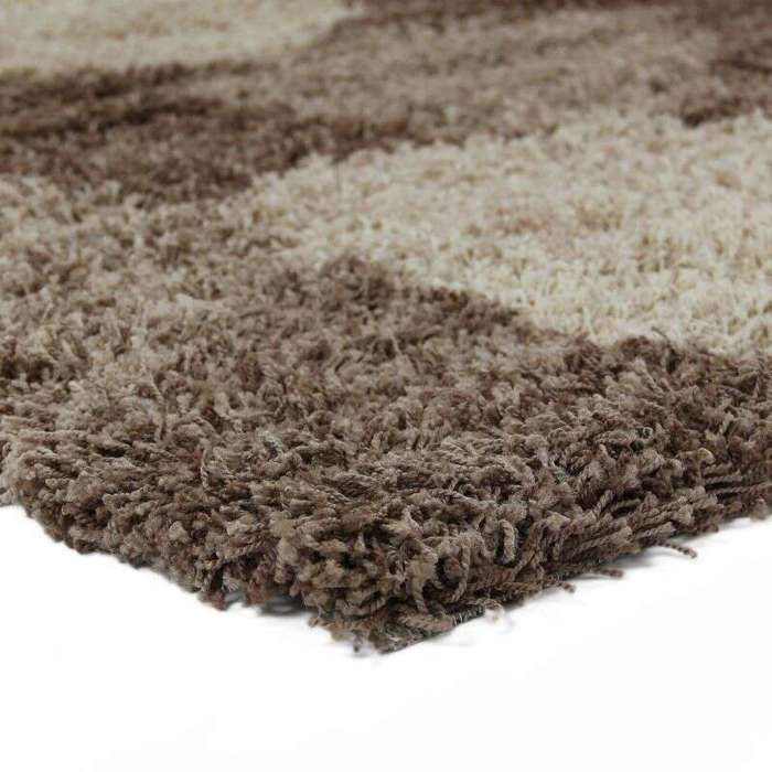 Tapis salon à poils longs motifs galets chocolat 120x170