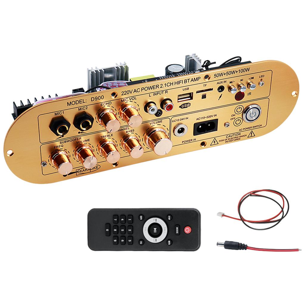 Плата BT-усилителя Поддержка AUX/USB/FM/TF-карты/MIC BT 5.0 Плата цифрового усилителя Усилитель сабвуфера для дома Караоке