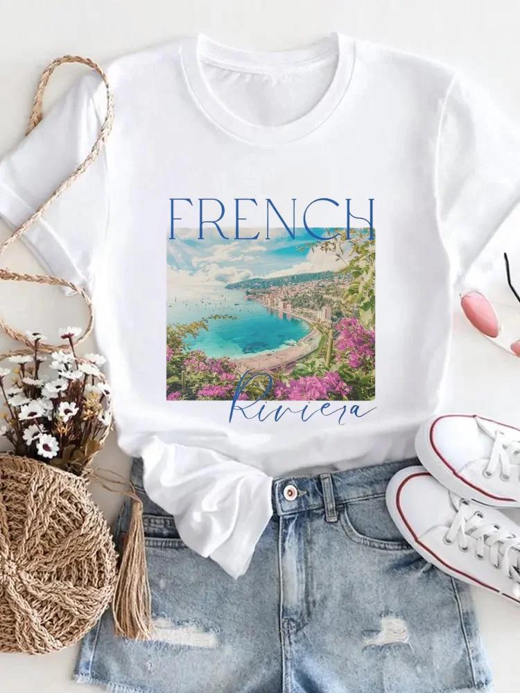 Женская модная повседневная футболка с принтом, женская летняя футболка с коротким рукавом с лимонным принтом, модная одежда из полиэстеровой ткани с круглым вырезом