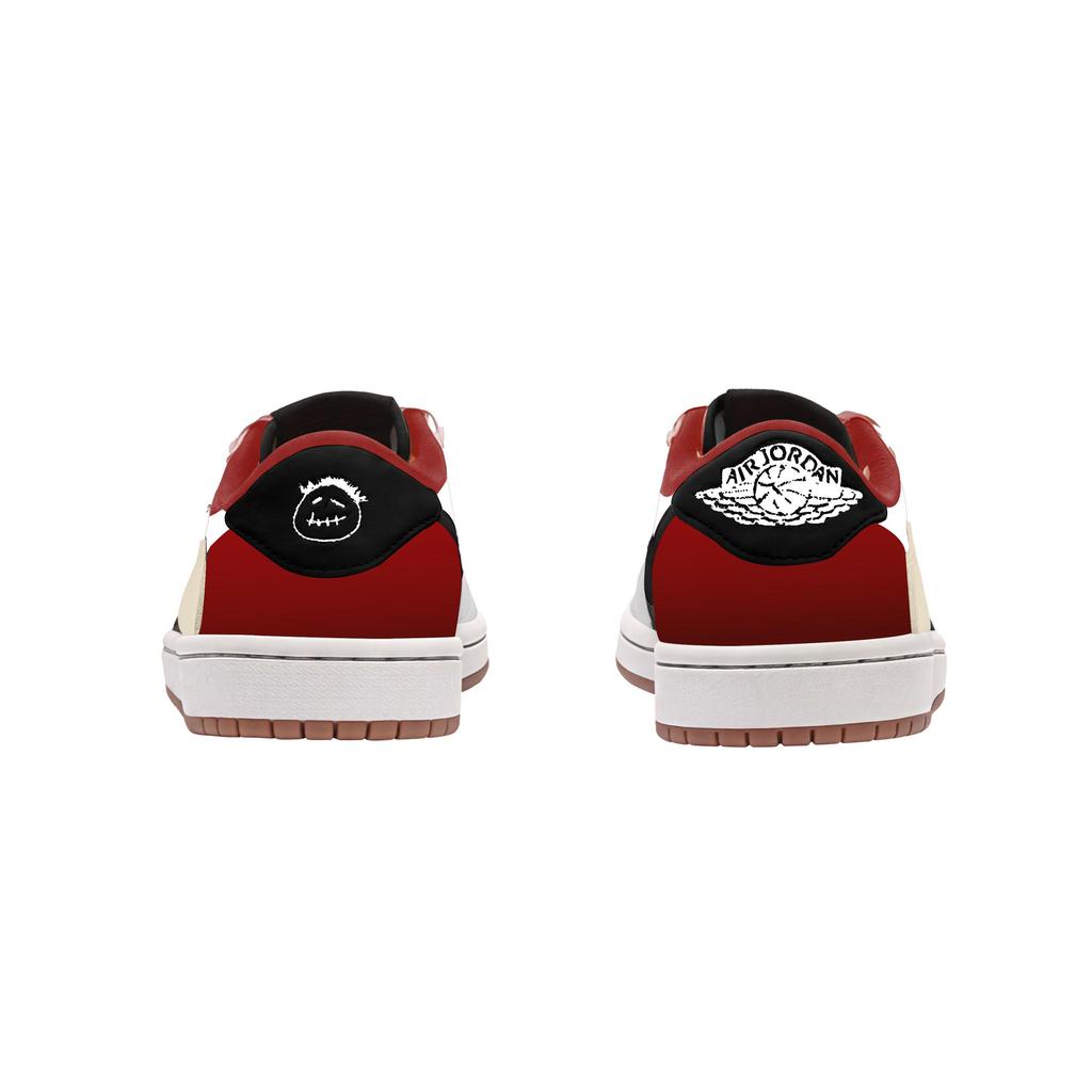 Jordan x Travis Scott Air Jordan 1 Coverage Slip Resistant Low top Skateboard Shoes Unisex Black White Red DZ4137-700(Team954-)
