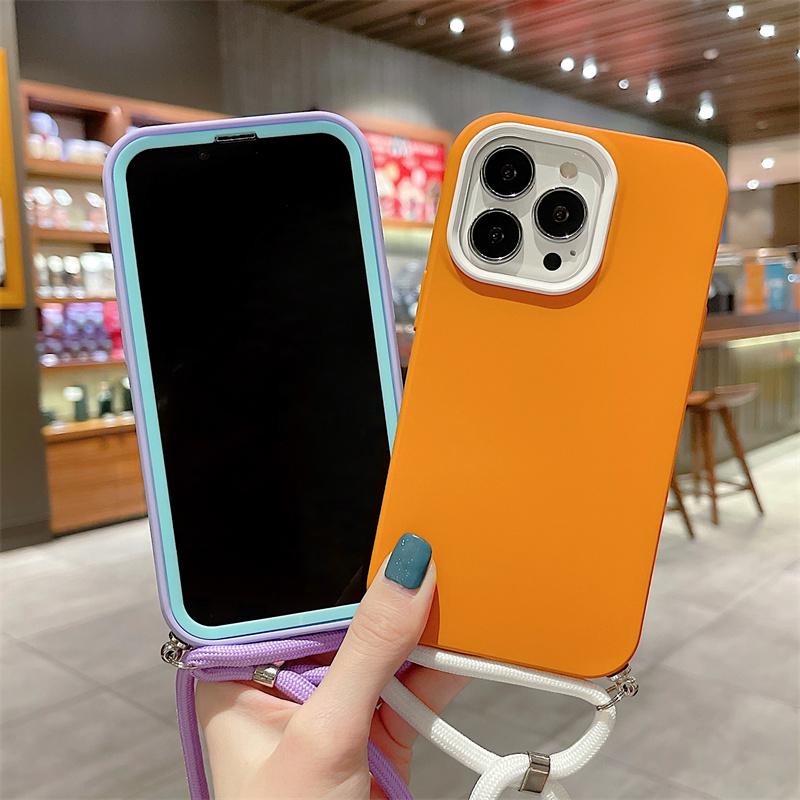 Ремешок через плечо, мягкий жидкий силиконовый чехол для Iphone 14 13 12 11 Pro Max X Xr Xs 14pro 13, ремешок, веревочный шнур, ожерелье, подвесной чехол