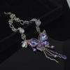 Purple Diamond Butterfly Fringed Necklace