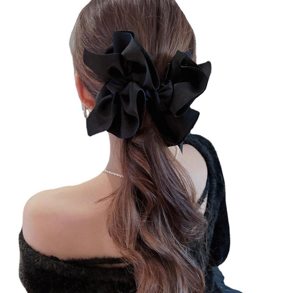 2025 Большая черная заколка-краб с бантом - Новый модный женский аксессуар для волос для элегантного стиля
