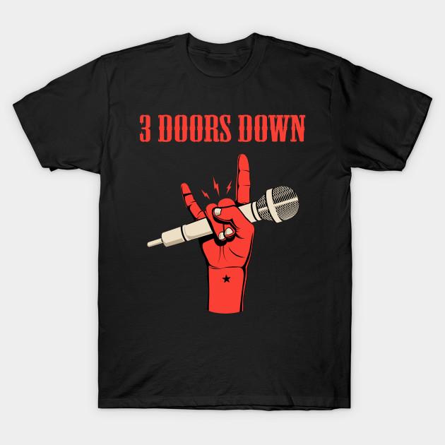 Мужская черная футболка с принтом 3 Doors Down Band Печать методом термопереноса без вырезания Хлопковая футболка