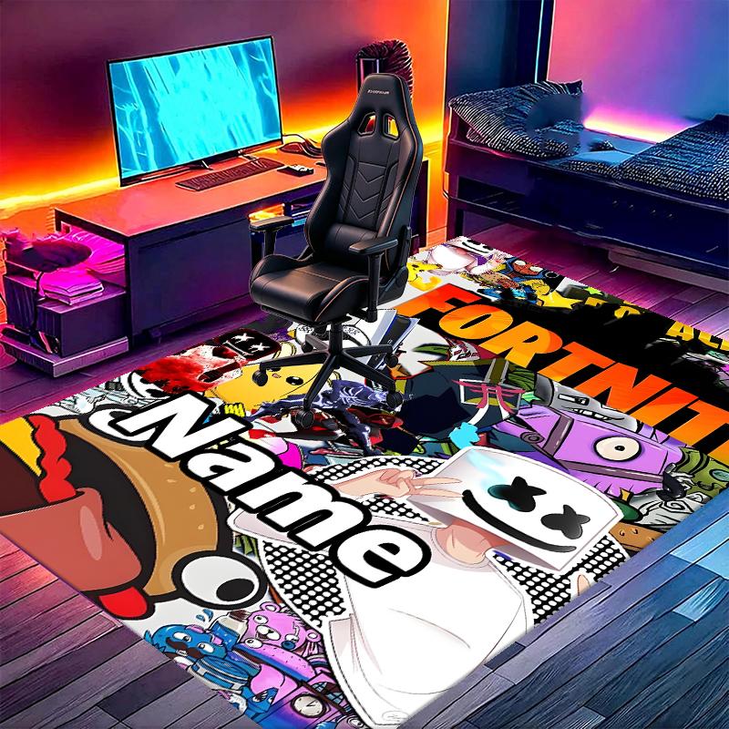 Custom Name Personalized Game Fortnite Print Carpet, Versatile Home Decor Rug, for Playroom, Apartment, Balcony, Entryway, Hallway Gift