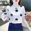 Women's Fashion Casual Summer Spring Polka Dot Print Short Sleeve O-Neck Blouses & Shirts