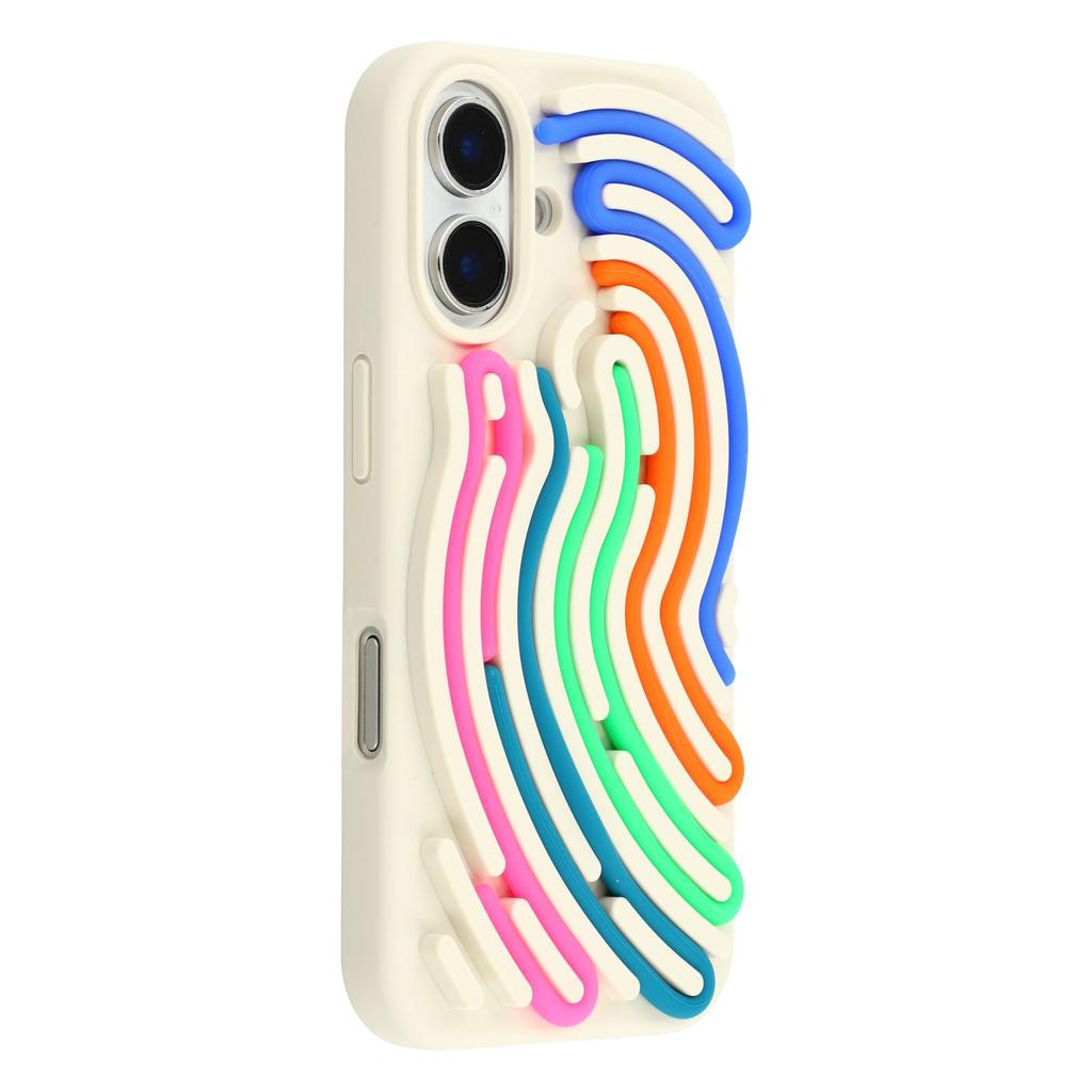 For iPhone 16 Case 3D Stress Relief DIY Colorful Bar Silicone PC Phone Cover Arc Stripe