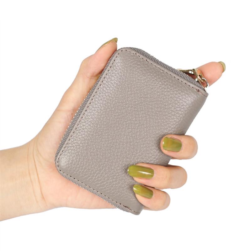 Держатель карт-гармошки из натуральной кожи с защитой от кражи RFID и застежкой-молнией для мужчин и женщин