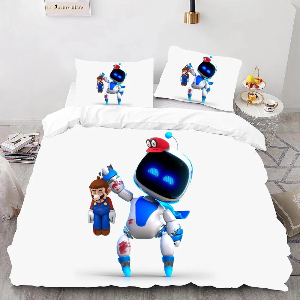 Astro Bot Cute Cartoon Bedding Set Duvet Cover Pillow Case Single Double King Size Adult Boys Bedroom