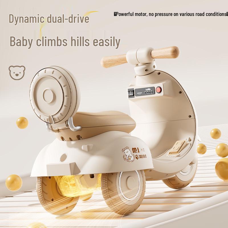 Детский электрический трехколесный мотоцикл с пультом дистанционного управления и световыми эффектами для мальчиков и девочек - Автомобиль Мулан