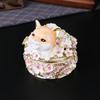 Цветущая вишня щенок круглая коробка шкатулка для хранения украшений подарок девушке girlfriend день рождения свадьба свадебное кольцо подарочная коробка шкатулка для украшений