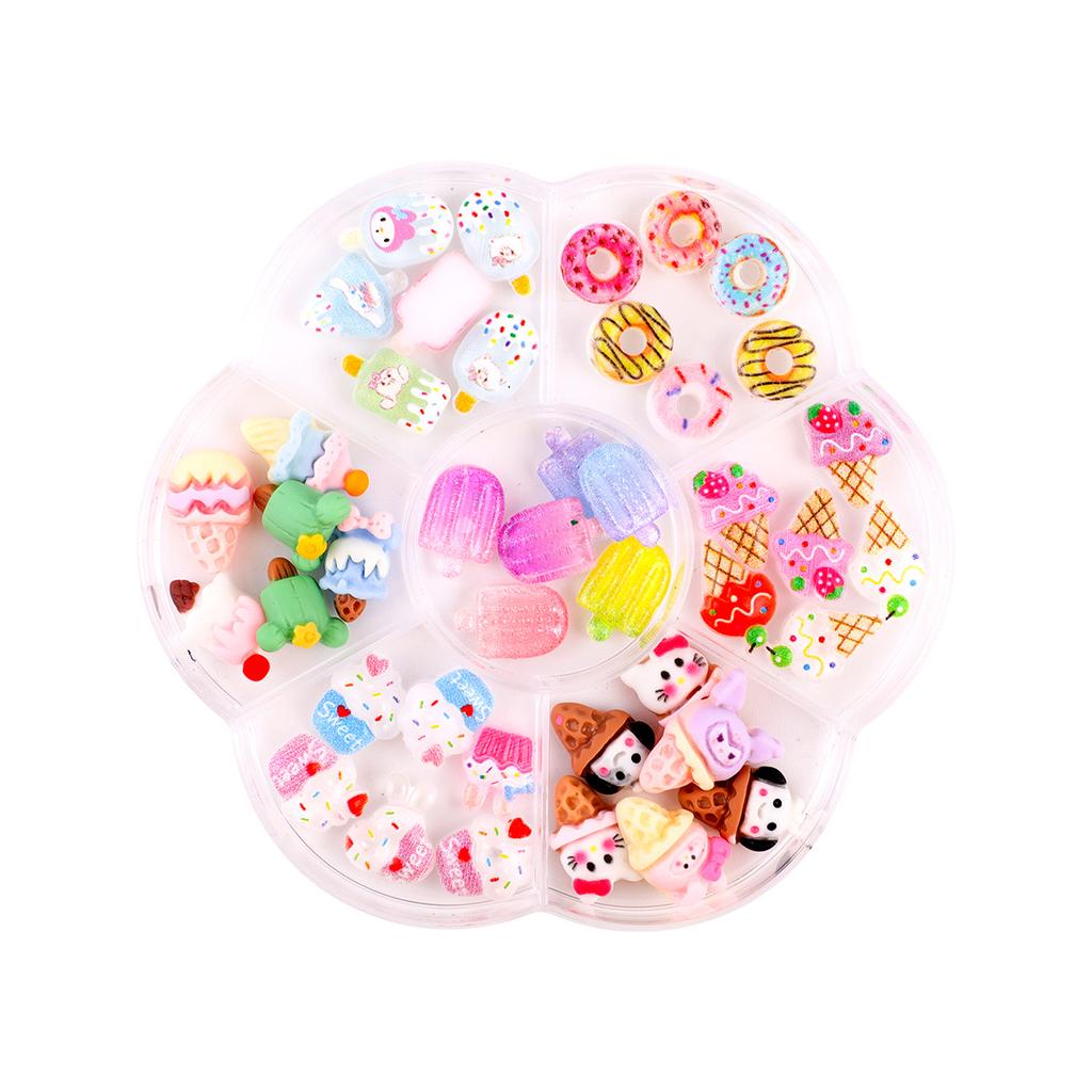 Nail Art Accessories Resin Simulation Biscuits Ice Cream Cute Cartoon Three-Dimensional Accessories Nail Mixed Bow