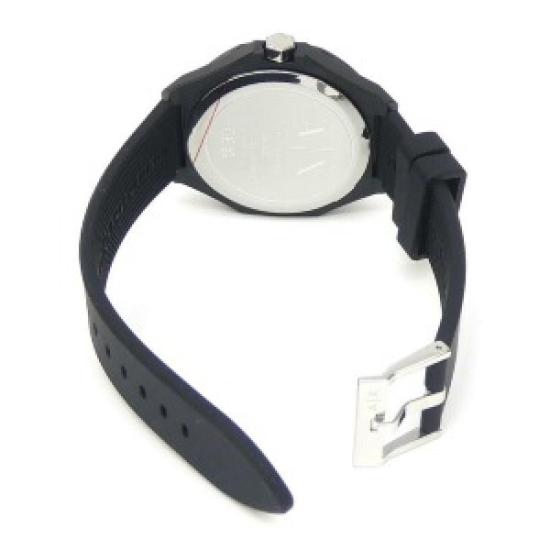 Часы кварцевые Armani Exchange AX4600 Classic Signature с открытой коробкой – Белый циферблат, черный силиконовый ремешок