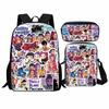 Kpop Hunter Girl Group Student Backpack Set 3-in-1 Cartoon School Bag with Shoulder Bag and Pencil Case