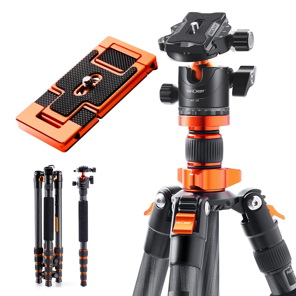 Concept Carbon Fiber Tripod for Cameras and Ultra Lightweight and 5 Adjustable 10kg Weight Reversible Center Rotating Spare Quick Release Tripod Case