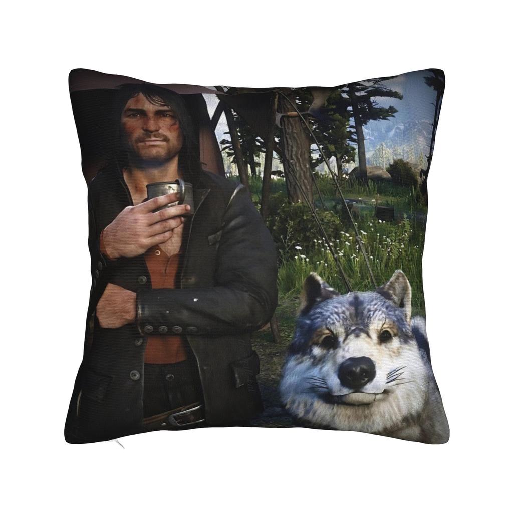 Квадратная наволочка с мемом Артура Моргана RDR2 Игровые чехлы для подушек Модный полиэстер Декор Наволочка для гостиной 40*40 см