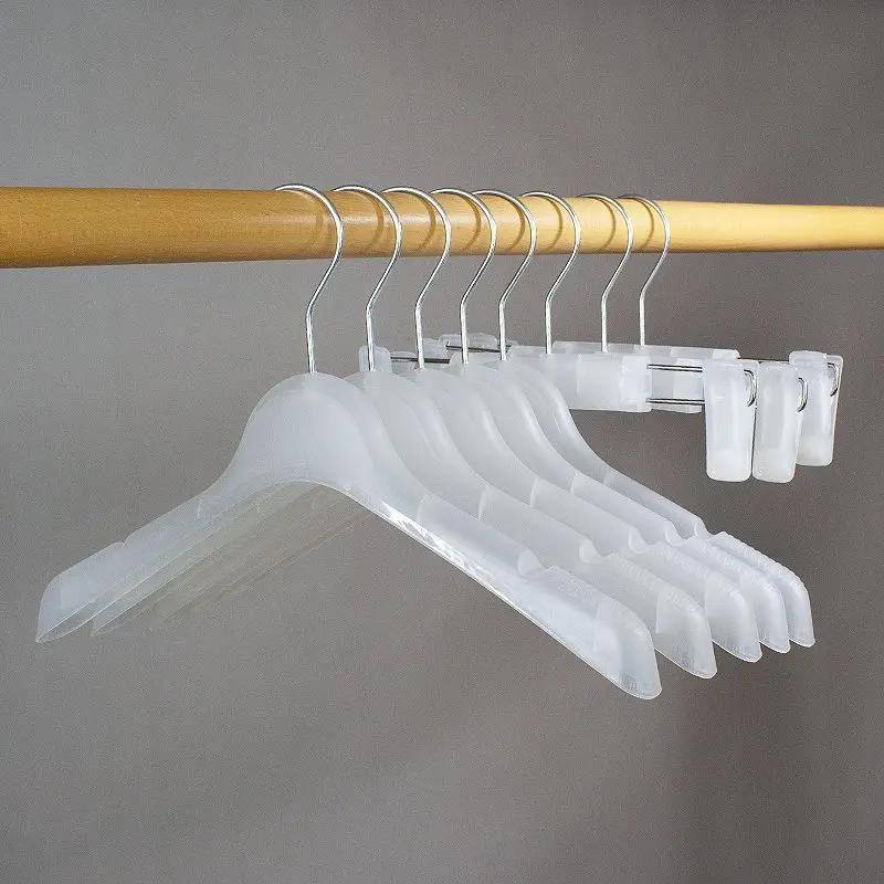 New Wide Shoulder Thickened Hangers Transparent Anti Slip Frosted Wardrobes Pants Racks Drying Clothes Hanging Support Shelf