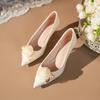 White Wedding Shoes for Bride Mid Heel Women Floral Low Heel Bridal Shoes New Fashion