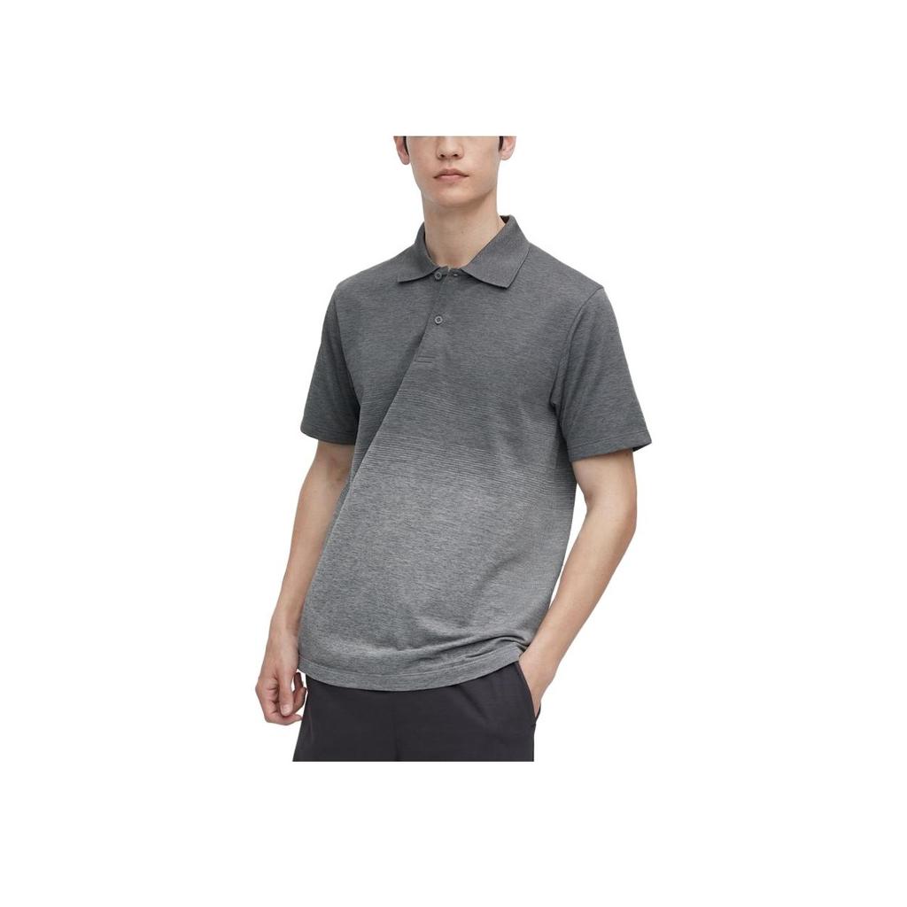 Uniqlo Мужская футболка-поло с коротким рукавом, отводящая влагу, с градиентным рисунком, мужские топы, Градиентно-серый 456779-06