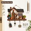 2D Flat House Key Holder Wood Decorative Key Hanger Gifts Wall Key Rack  Home Wall Decor