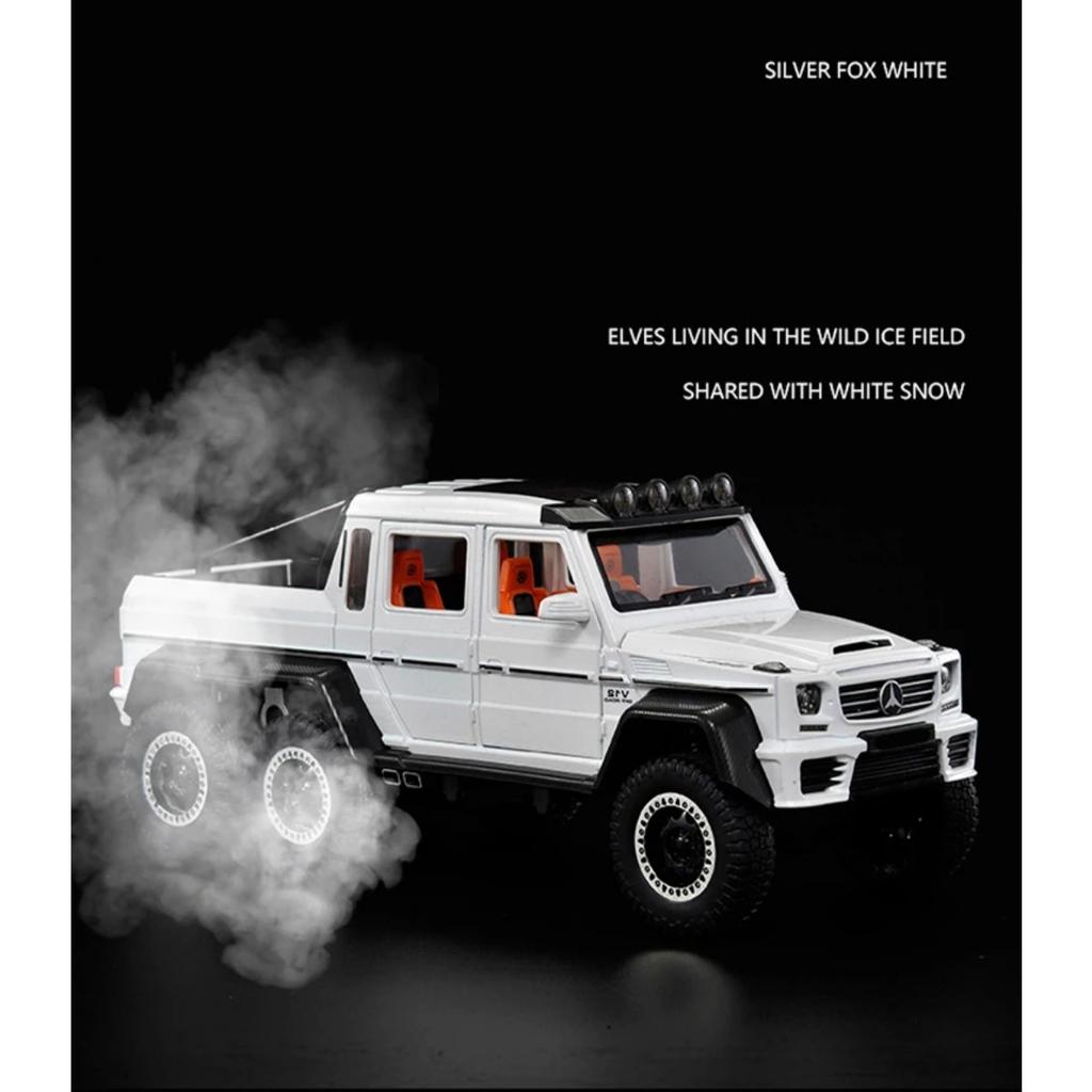 1/20 BENZ G65 G63 6*6 Модель автомобиля из сплава с большими шинами Литая металлическая игрушка Внедорожники Модель автомобиля Звуковая и световая симуляция Детский подарок