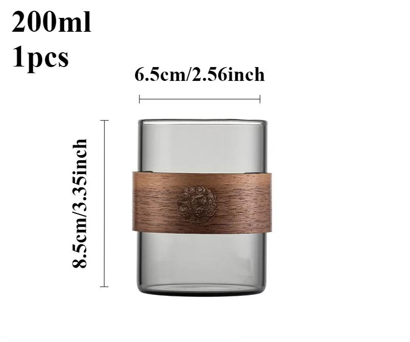 Thickened Glass Tea Cup with Wooden Ring Heat-resistant and Heat-resistant Water Cup Master Cup Household Glass Cup Coffee Cup