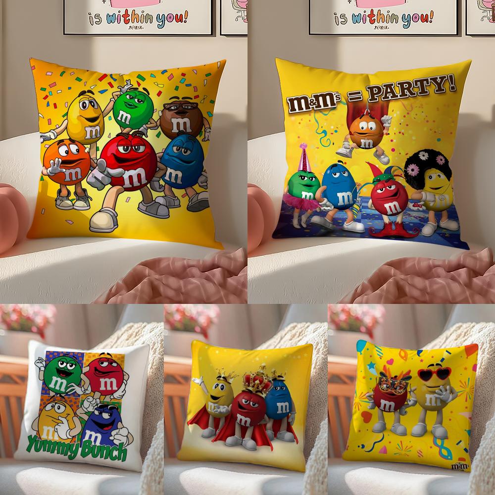 Cute Funny MMS Chocolate Cushion Cover Silky elegant Comfort Sofa Bed Invisible zipper Beach pillowcase