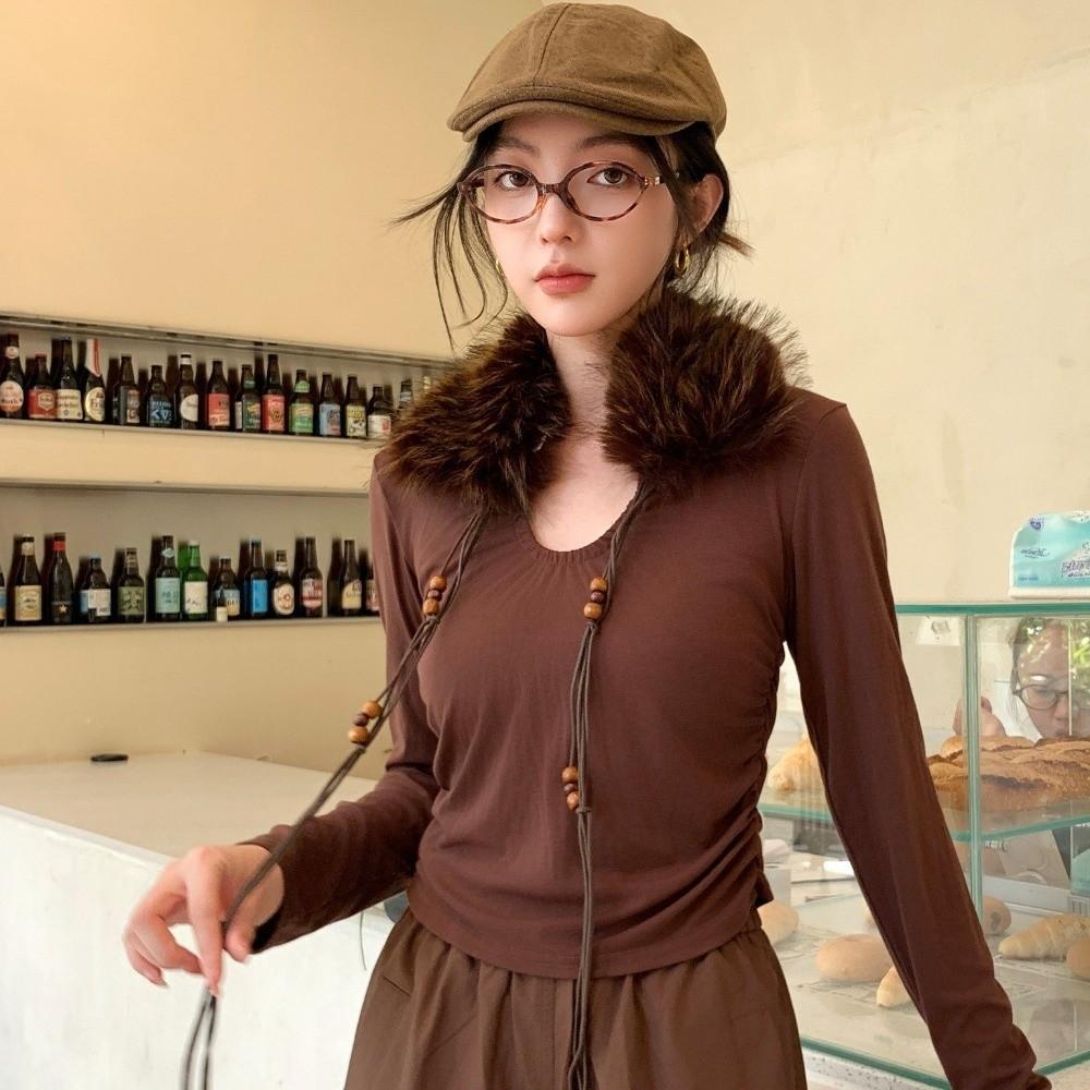 Шарф с меховым воротником в стиле Y2K, милый стиль, пояс из меха, пушистый декор, пушистый поясной ремень, декор для джинсов