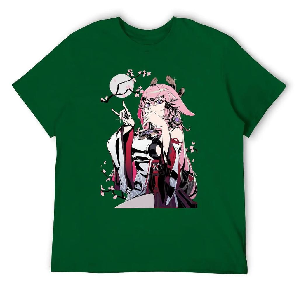 Yae Miko Фотографический принт на продажу Футболки Графический Крутая футболка Круглый вырез Движение Юмор Графический дом Размер США