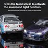 1/32 Nissan GTR R34 Skyline Суперкар Сплав Металл Литье под давлением Модель Автомобиля Звук и Свет Праздничный Подарок Парню Коллекция Хобби Украшения