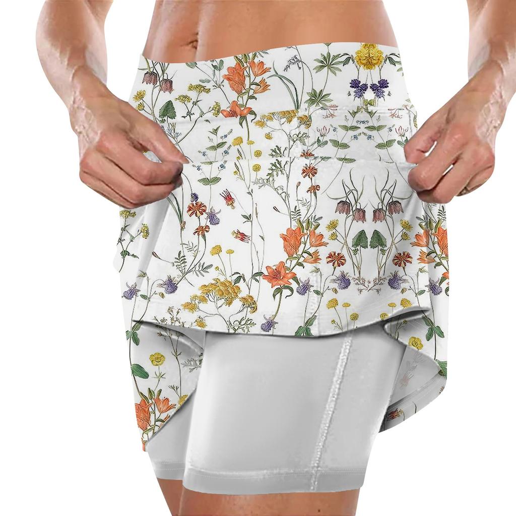 Женская юбка, эластичные брюки-кюлоты для йоги для женщин, спортивные шорты с принтом, легкие узкие однотонные бегуны с высокой талией