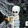 Shaking Head Fishing Skull Resin Mini Skeleton Fisher Sculpture Halloween Gothic Decor Garden Pond Fountain Decor