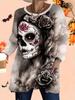 2025 Autumn Winter New Plus Size Women's Tops, Halloween 3D Print Fashion Crew Neck Long Sleeve T-Shirts