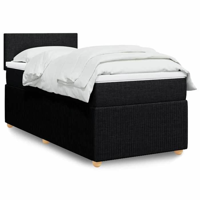 Maison Exclusive - Sommier à lattes de lit avec matelas Noir 90x190 cm Tissu