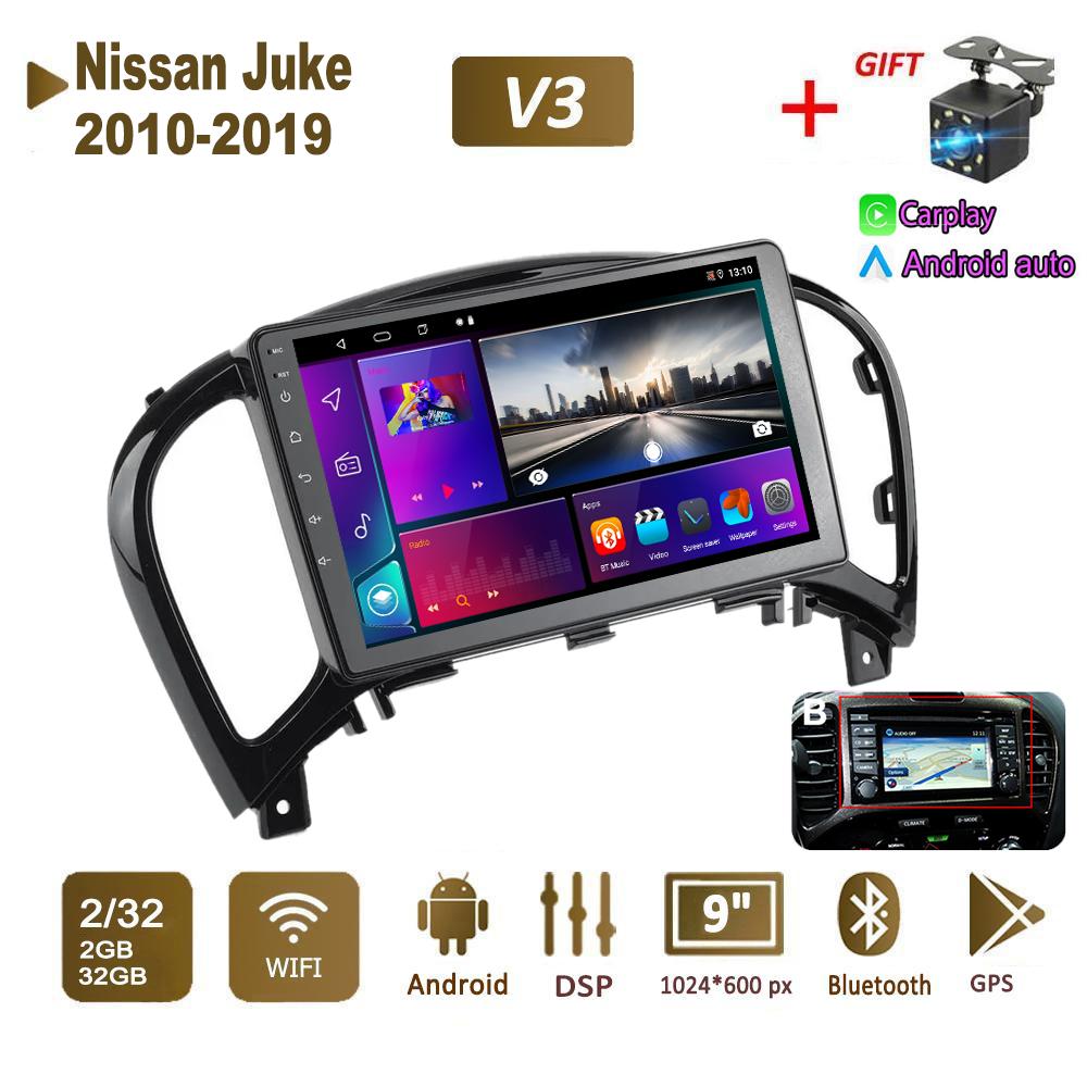 Android Car Radio Stereo For Nissan Juke 2010-2019 GPS Navigation 2DIN 4 Core Multimedia Player 4+64GB Carplay Autoradio